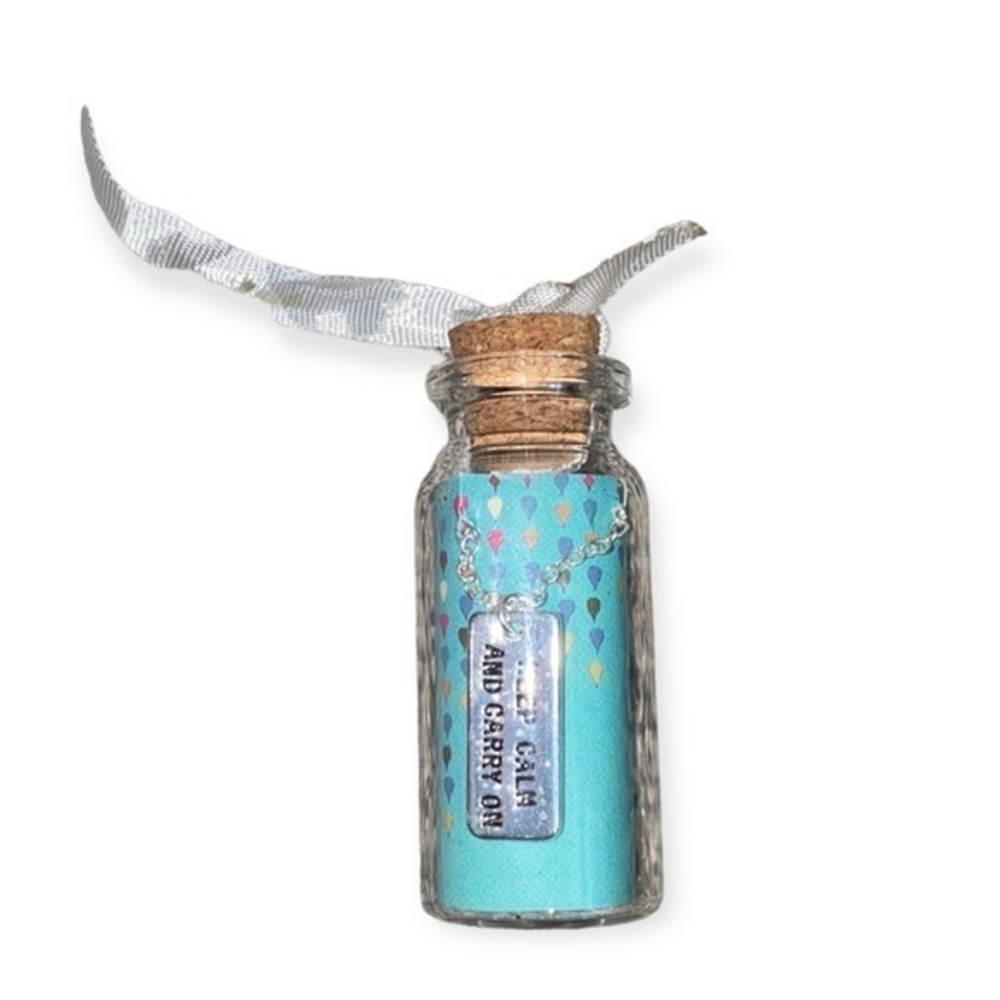 5/$30 🎈 Lucky feather message in a bottle keep calm necklace‎
